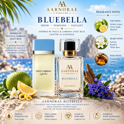 AARNORAE Bluebella fresh citrus floral Eau de Parfum for women with Sicilian lemon, jasmine and musk.