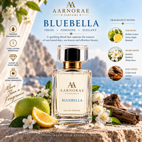AARNORAE Bluebella fresh citrus floral perfume inspired by Dolce & Gabbana Light Blue.