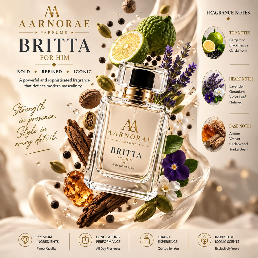 AARNORAE Britta refined spicy aromatic perfume inspired by Burberry Brit.