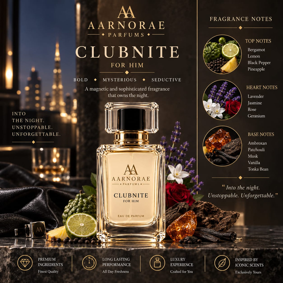 AARNORAE Clubnite bold evening perfume inspired by Armaf Club de Nuit Intense Man.