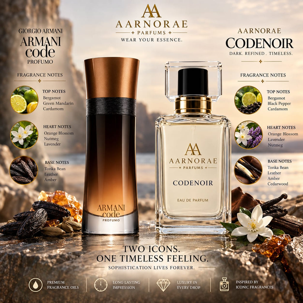 AARNORAE Codenoir amber spicy sweet Eau de Parfum for men with bergamot, tonka bean and leather.
