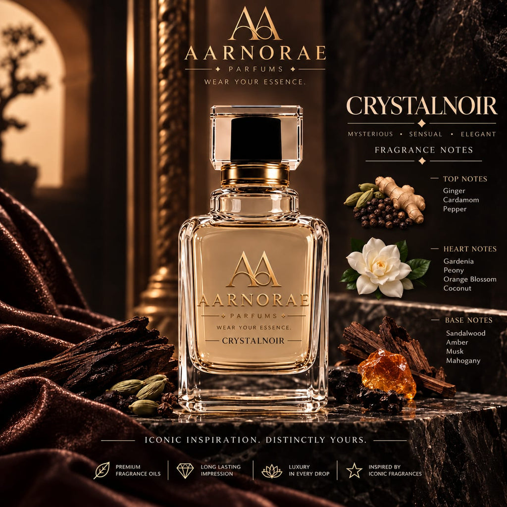 AARNORAE Crystalnoir mysterious spicy floral perfume inspired by Versace Crystal Noir.
