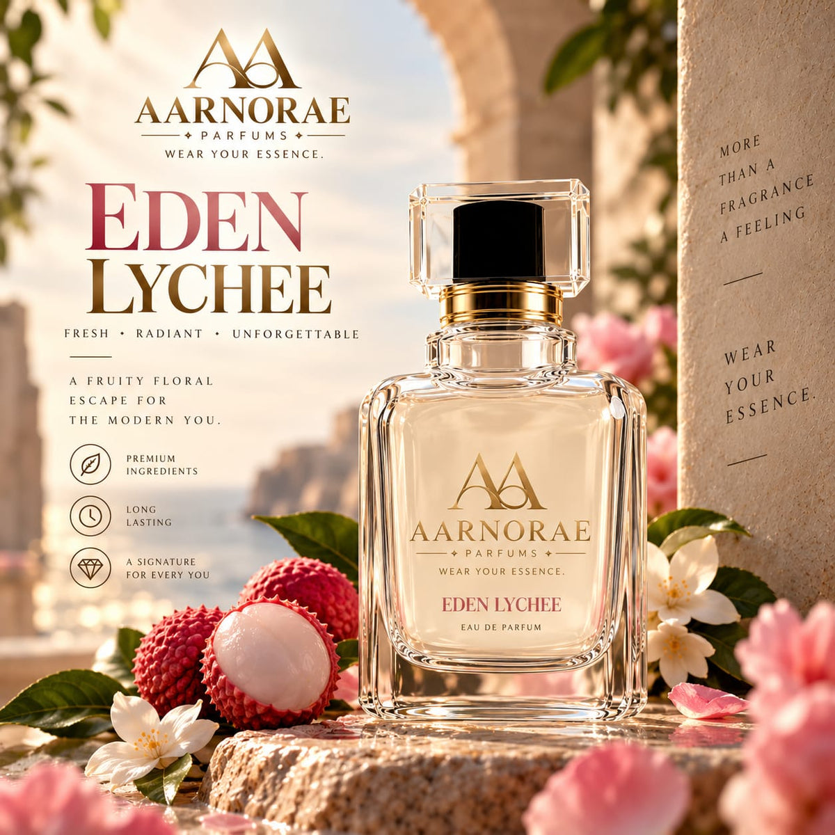 AARNORAE Edenlychee bright fruity floral perfume inspired by Kayali Eden Sparkling Litchi.