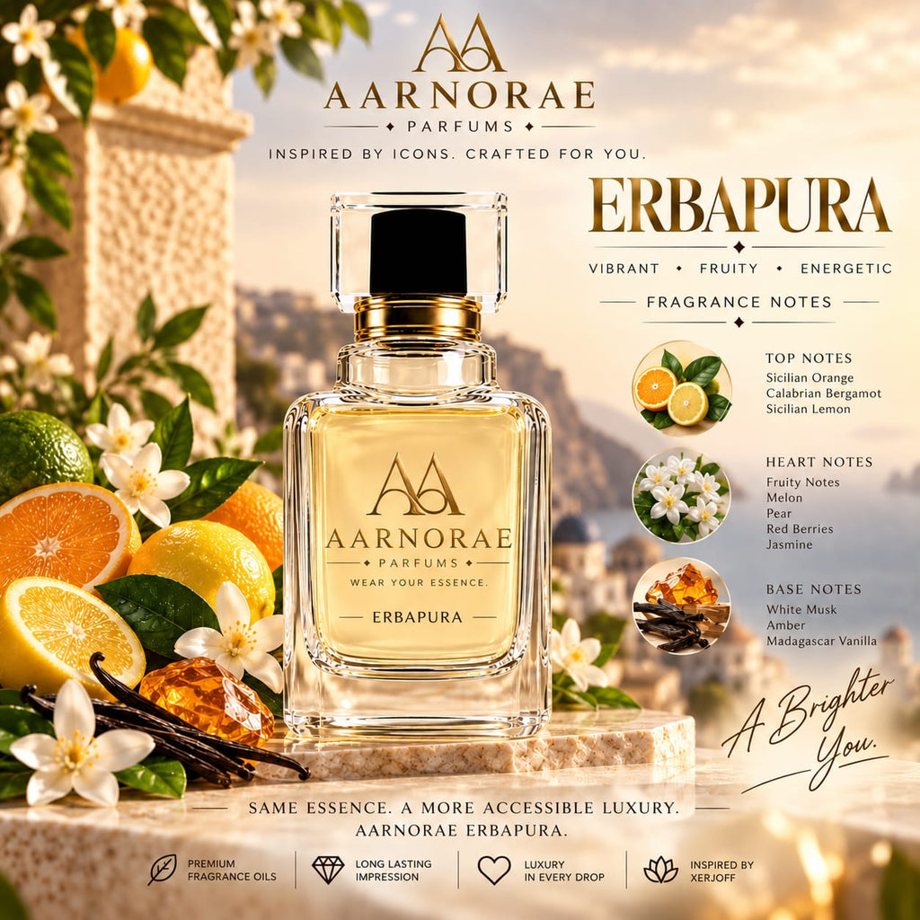 AARNORAE Erbapura vibrant fruity citrus perfume inspired by Xerjoff Erba Pura.