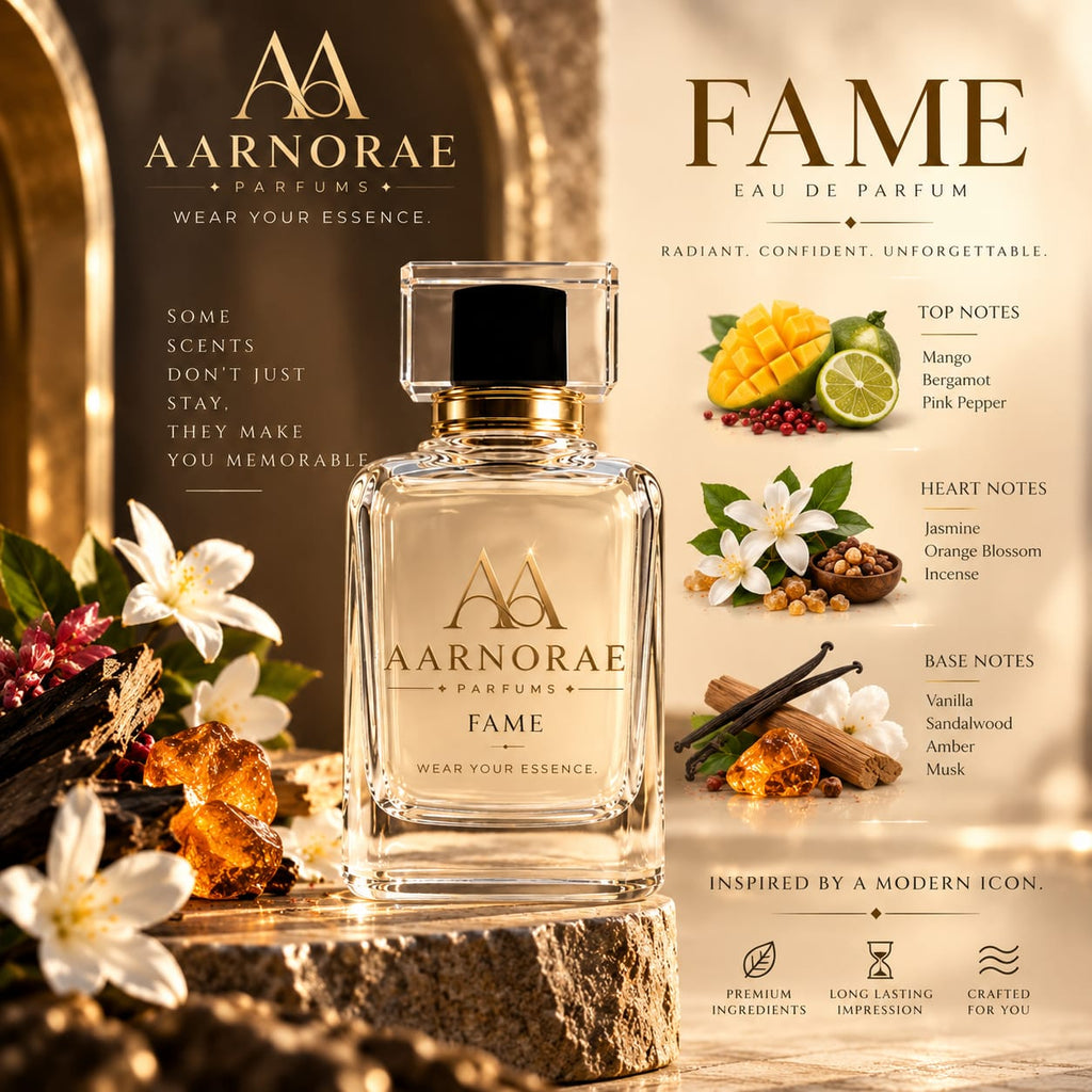 AARNORAE Fame playful fruity gourmand perfume inspired by Rabanne Fame.