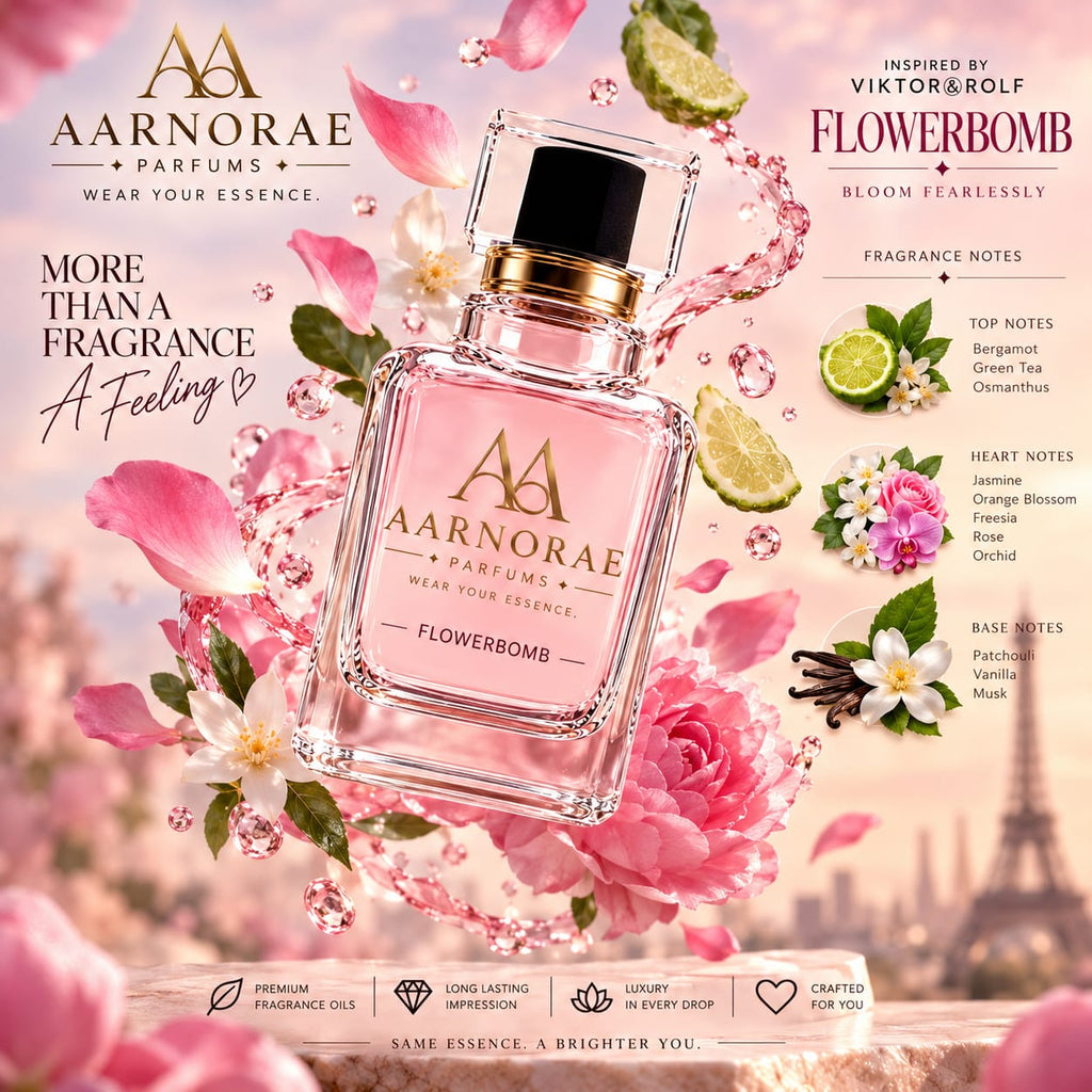 AARNORAE Flowerbomb enchanting floral perfume inspired by Viktor & Rolf Flowerbomb.