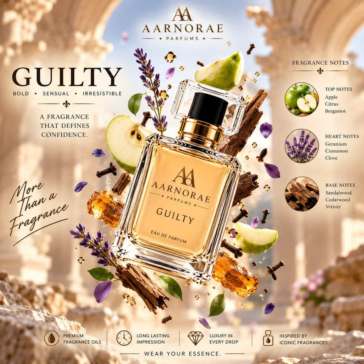 AARNORAE Guilty confident masculine perfume inspired by Gucci Guilty Pour Homme.