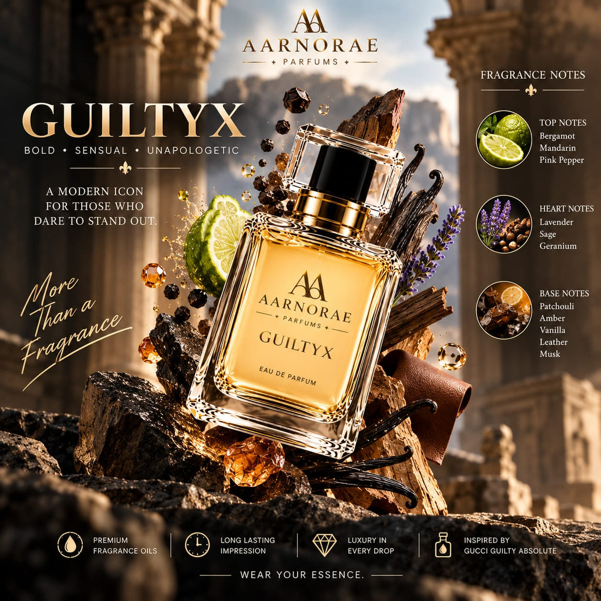 AARNORAE Guiltyx expressive feminine perfume inspired by Gucci Guilty.