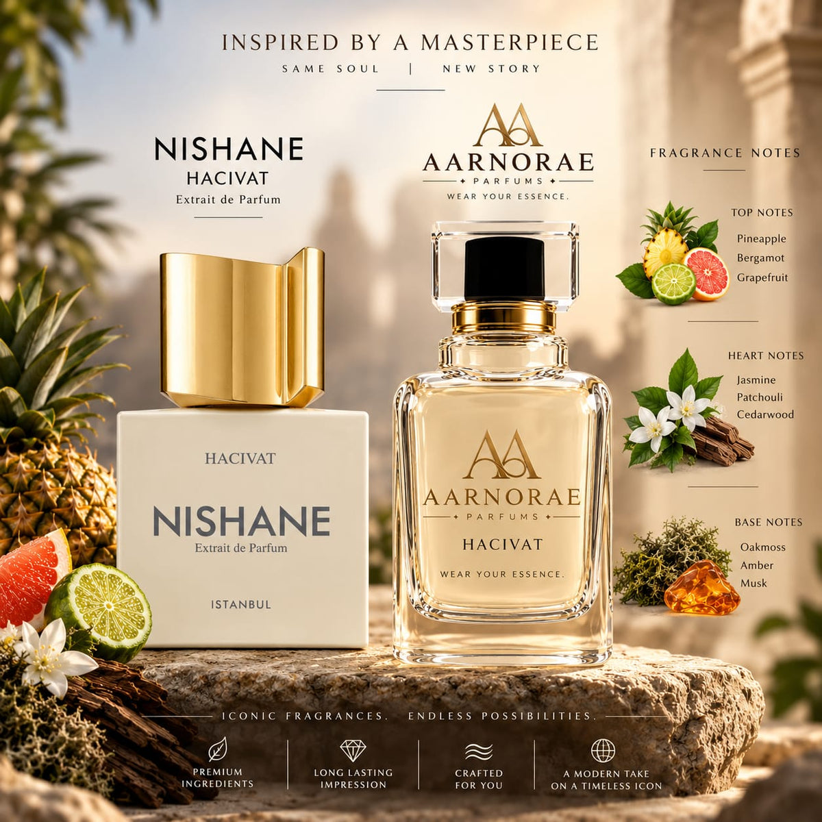 AARNORAE Hacivat elegant fruity chypre perfume inspired by Nishane Hacivat.