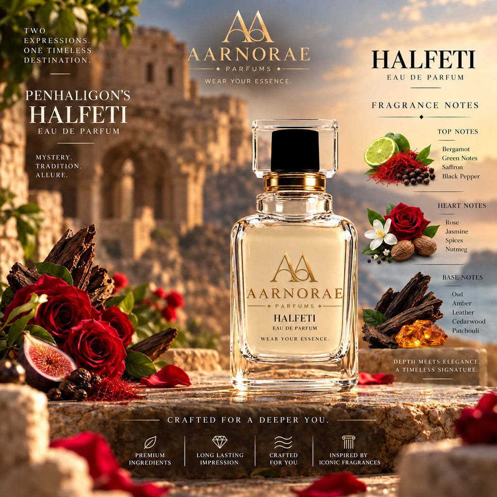 AARNORAE Halfeti opulent oud spicy perfume inspired by Penhaligon's Halfeti.