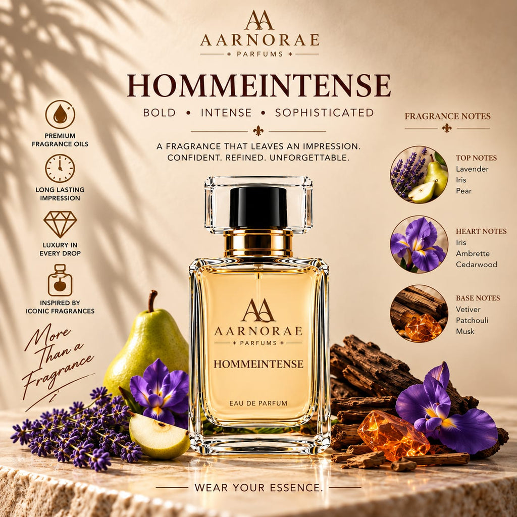 AARNORAE Hommeintense refined evening perfume inspired by Dior Homme Intense.