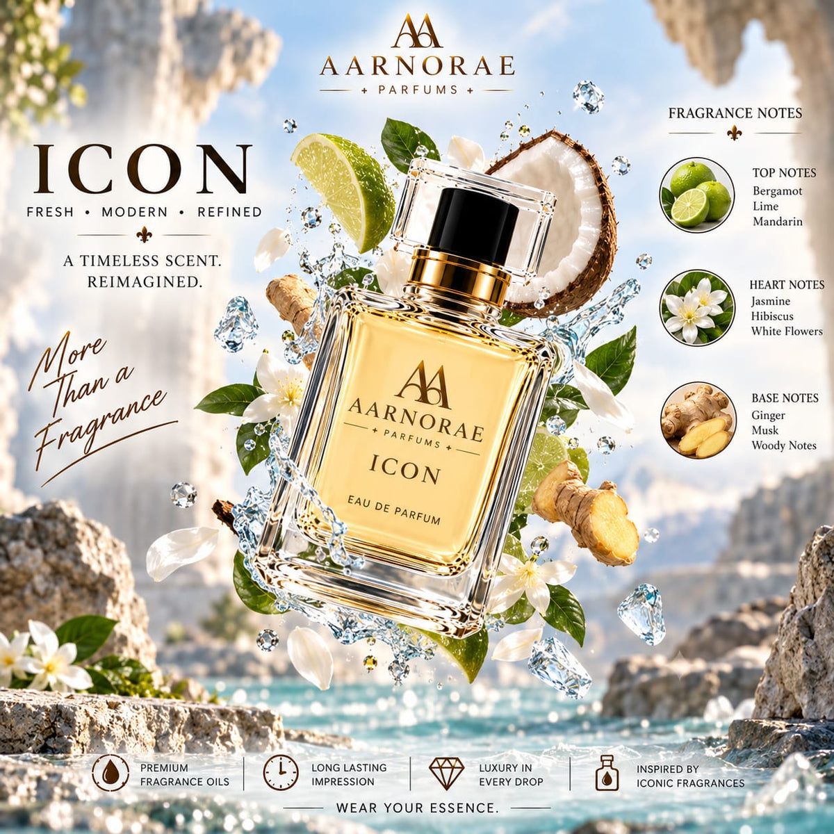 AARNORAE Icon understated citrus fresh perfume inspired by Dunhill Icon.