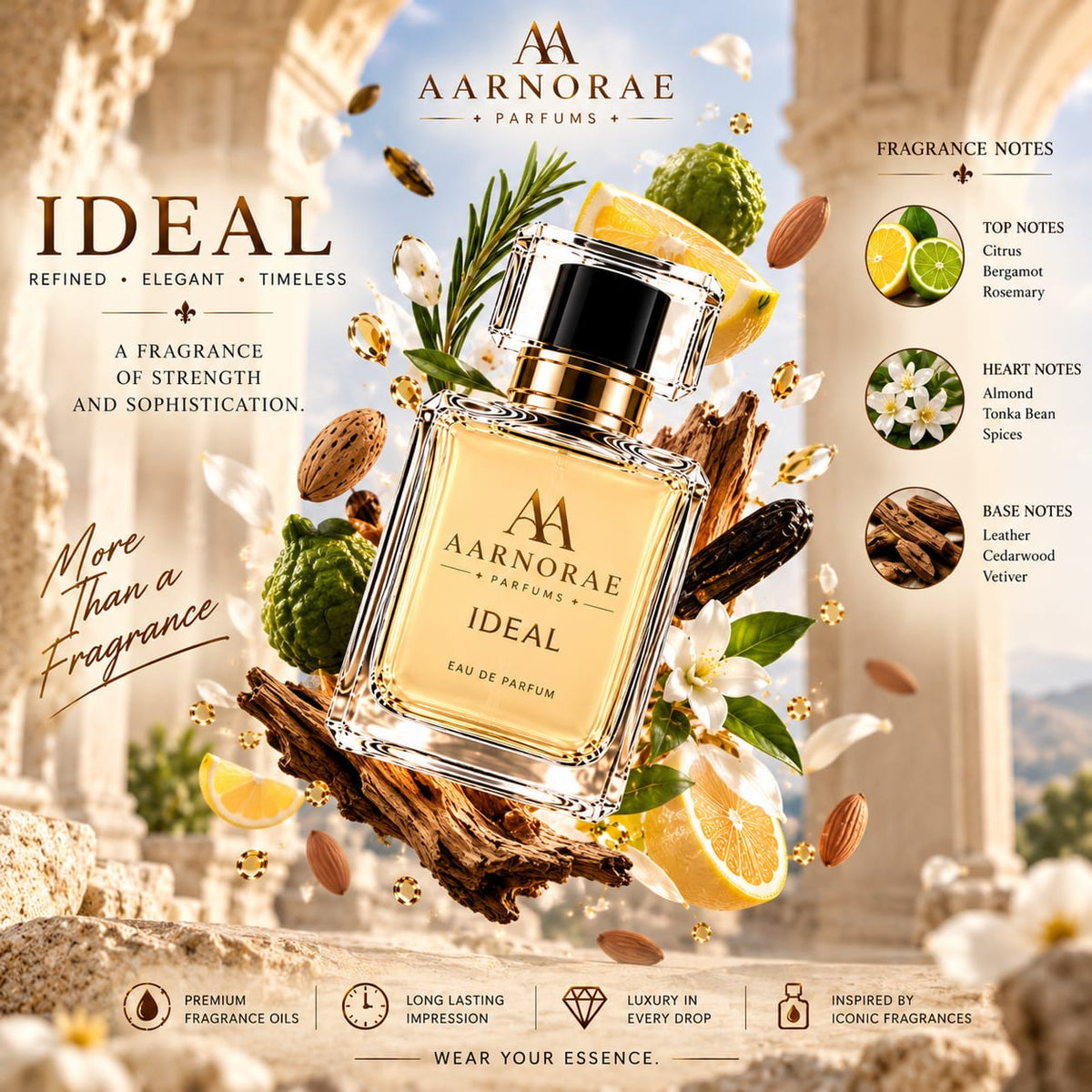 AARNORAE Ideal sophisticated masculine perfume inspired by Guerlain L'Homme Ideal.