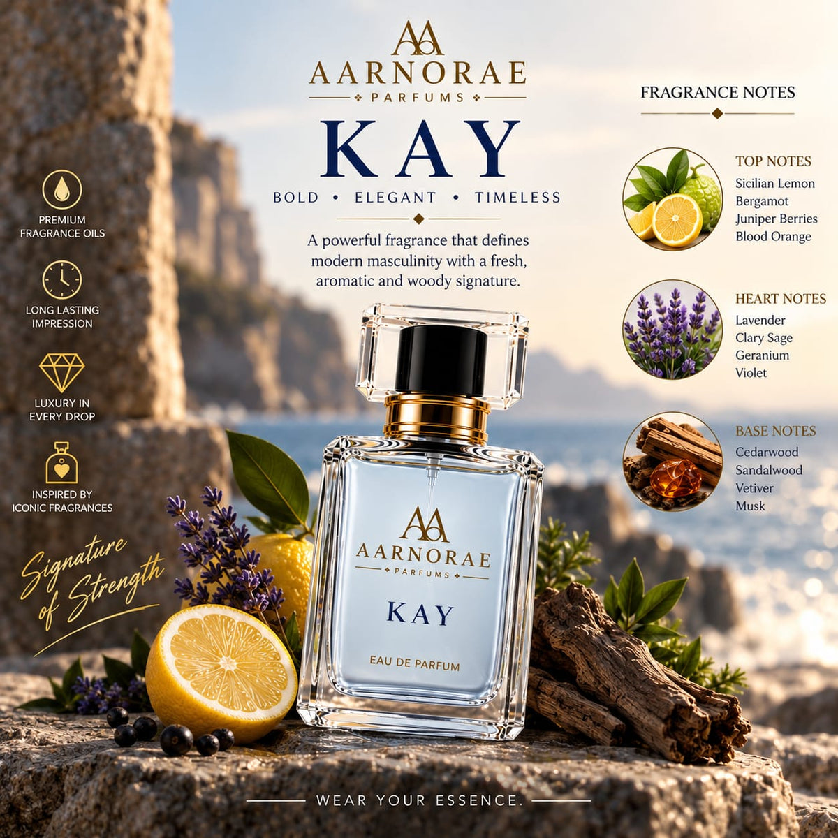 AARNORAE Kay confident masculine perfume inspired by Dolce & Gabbana K.