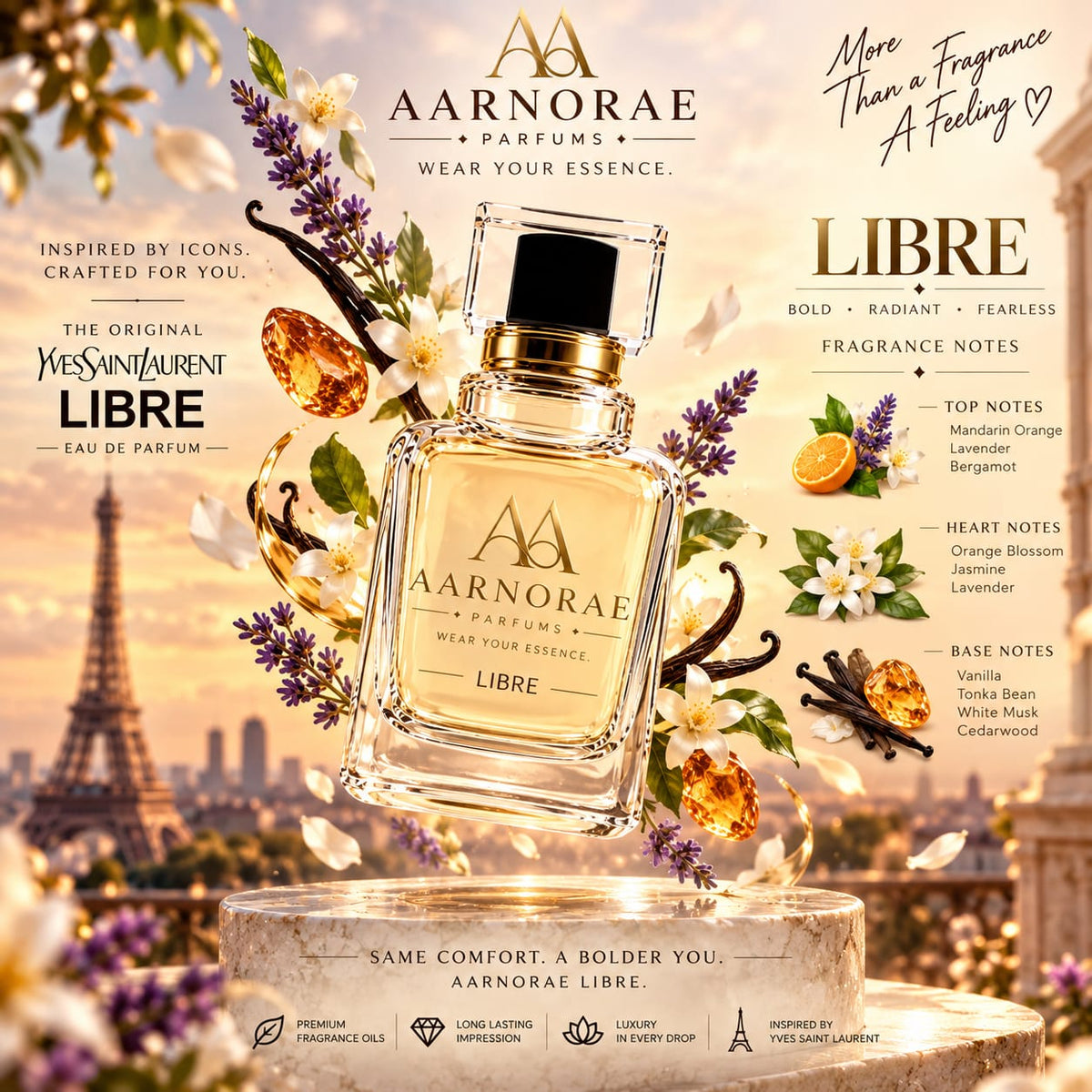 AARNORAE Libre elegant empowering perfume inspired by Yves Saint Laurent Libre.