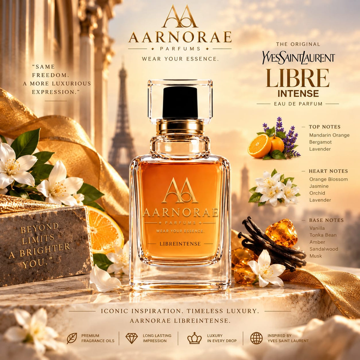 AARNORAE Libreintense rich sensual perfume inspired by Yves Saint Laurent Libre Intense.
