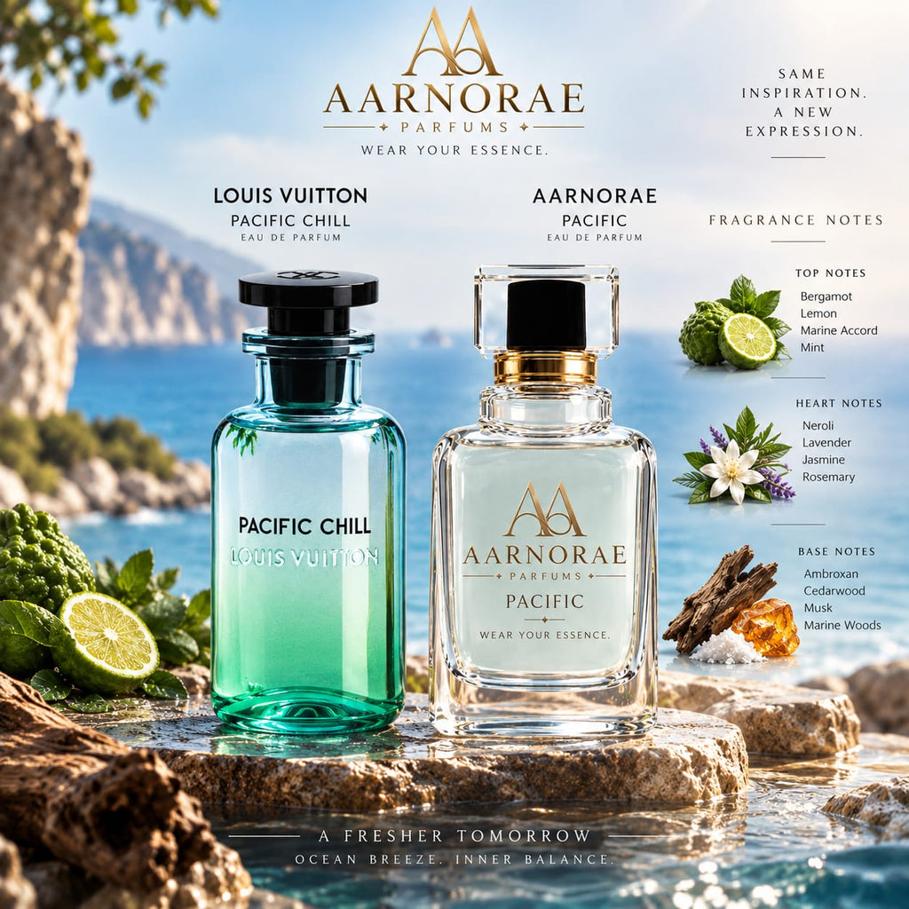 AARNORAE Pacific Eau de Parfum with bergamot, lemon, mint, neroli, ambroxan and marine woods.