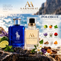 AARNORAE Poloblue men's Eau de Parfum with bergamot, mint, lavender, sandalwood and amber.