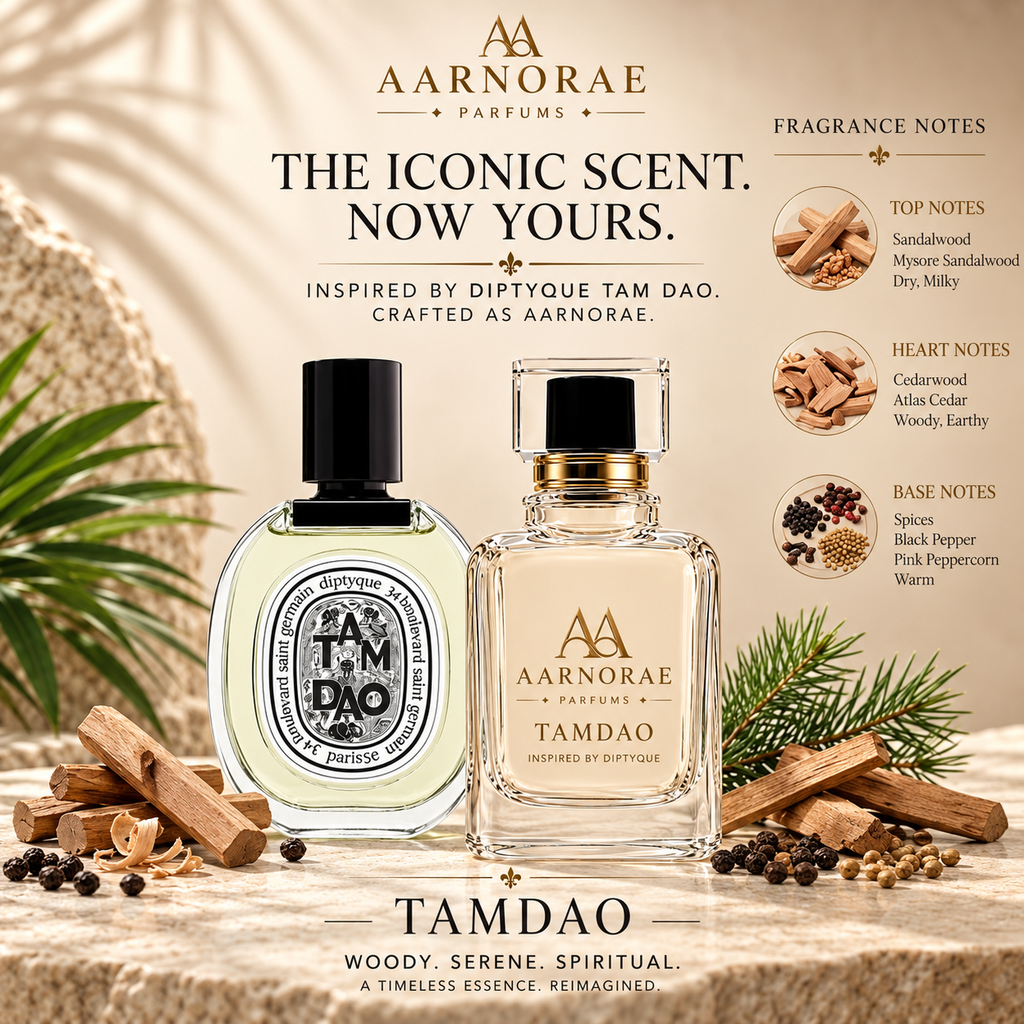AARNORAE Tamdao Eau de Parfum with Mysore sandalwood, cedar, black pepper and pink peppercorn.