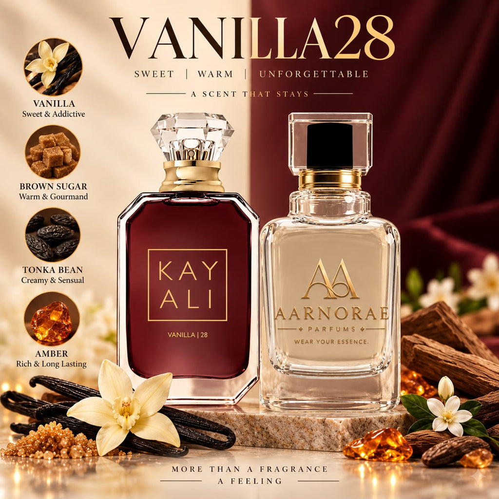 AARNORAE Vanilla 28 Eau de Parfum with pear, vanilla orchid, jasmine, amber and sandalwood.
