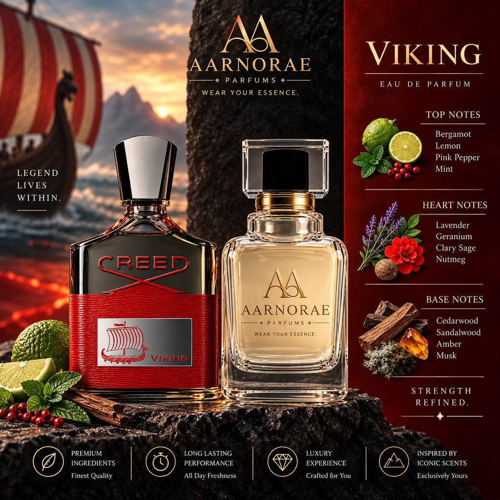 AARNORAE Viking men's Eau de Parfum with bergamot, mint, lavender, cedarwood and amber.